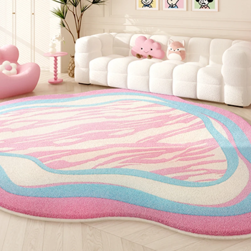 Dopamine Color Carpets for Living Room Irregular Shapes Bedroom Decor Plush Carpet Washable Bedside Floor Mat Cloakroom Soft Rug