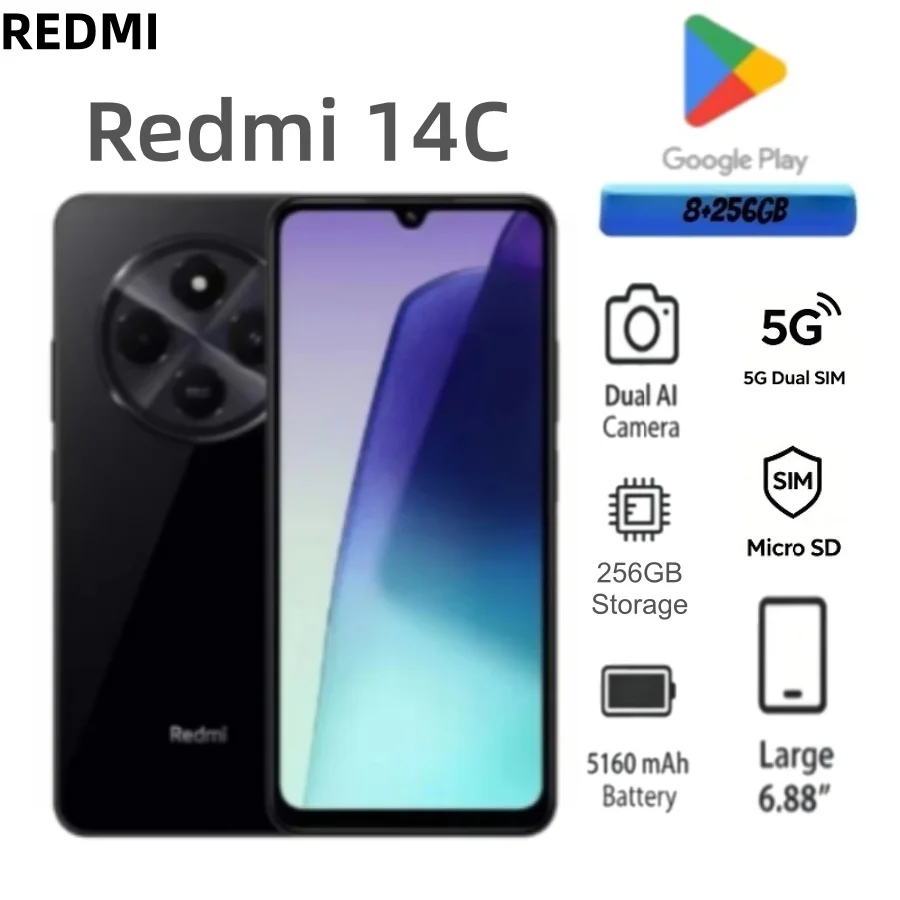 New Arrival 2026 Redmi 14C Global Unlocked Android Smartphone 8GB+256GB Ample Internal Storage Robust Performance Redmi Series