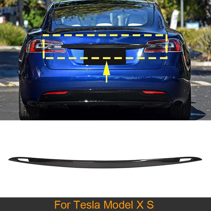 Carbon Fiber Rear Trunk Trim Spoiler Wing For Tesla Model S X 2016 - 2020 Car Rear Trunk Boot Lip Wing Spoiler Trim Cover