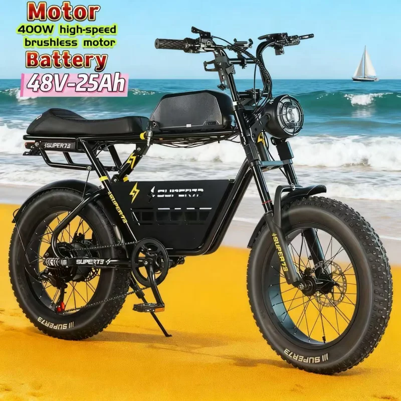 

20-inch retro adult E-Bike, 48V 25AH battery dune off-road electric bike, 400W high-speed brushless motor snow electric moped