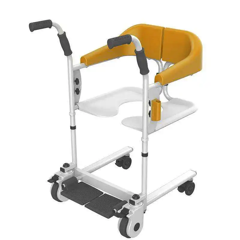 Nouvelle conception de fauteuil de transfert médical hydraulique portable pour le transport de patients, avec fonction de toilettes et fauteuil roulant