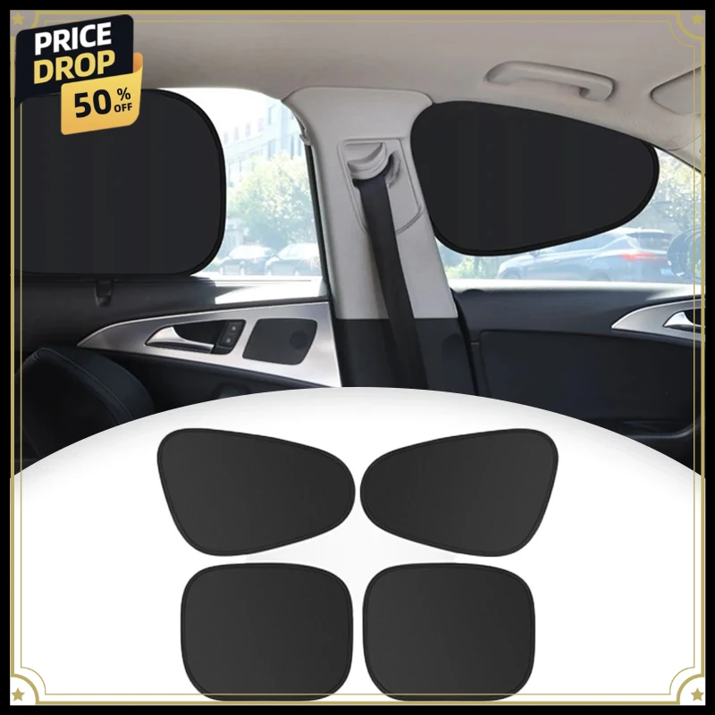 Electrostatic Sun Visor for Car Side Window 4-Layer Sun Shade Curtains Anti-Glare UV-Blocker Auto Sun Protection Cover