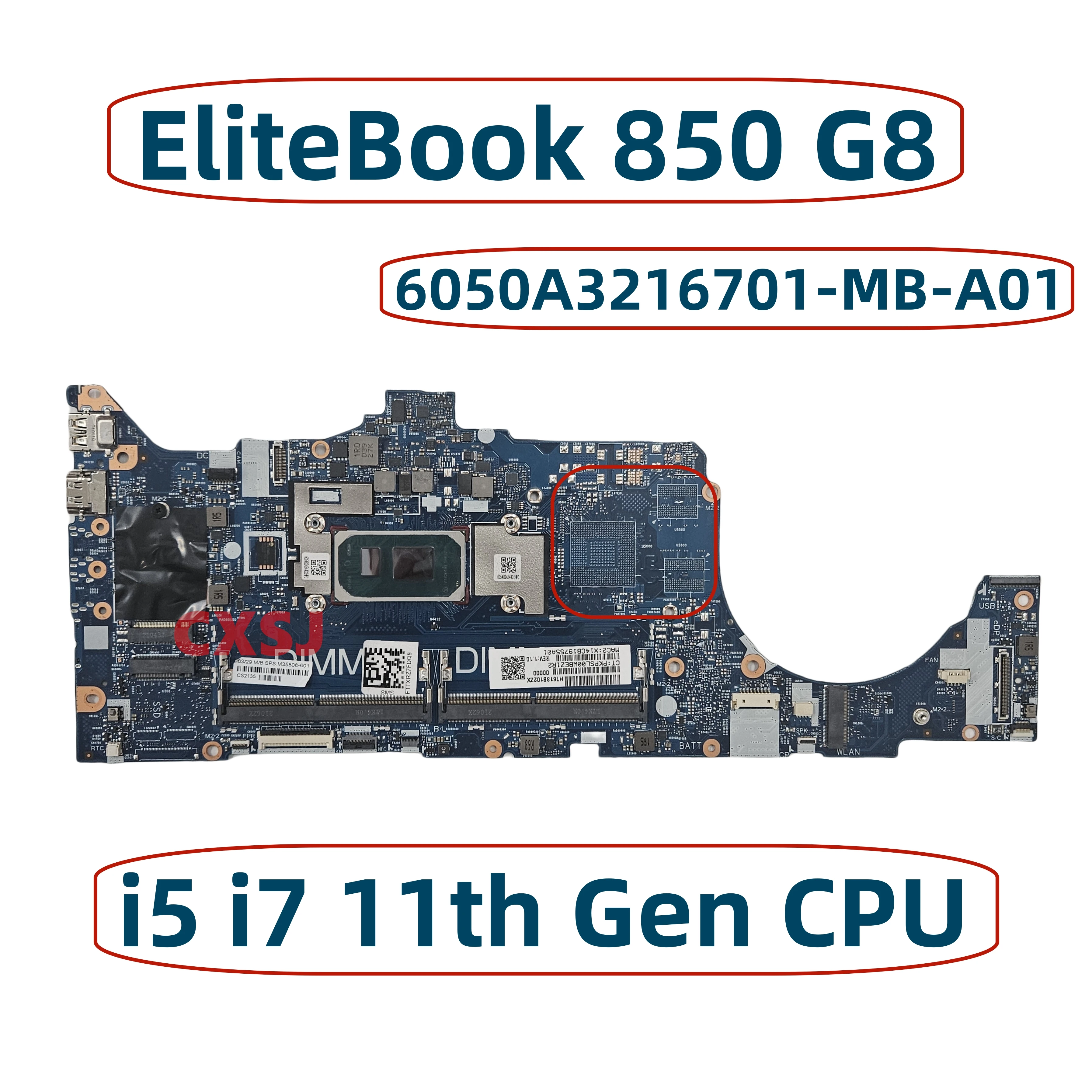 6050A3216701-MB-A01 For HP EliteBook 850 G8 Laptop Motherboard with i5 i7 11th Gen CPU Notebook Mainboard 100% test OK