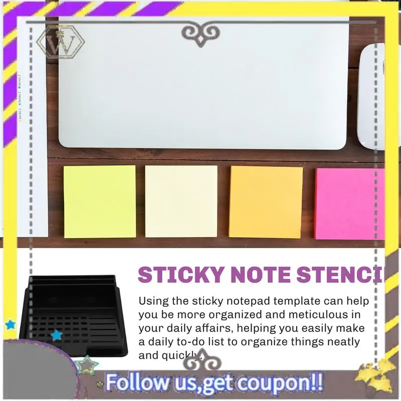 新しい多機能メモホルダー、ステンシル付き、3X3インチの自己粘着メモ帳、ディスペンサー、クリップ用