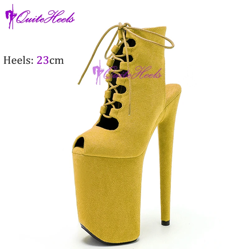 New Luminous 23CM/9Inch Gladiator Women Ankle Boots Sexy Fetish Exotic Stripper Heels Platform  Pole Dance Roman Shoes