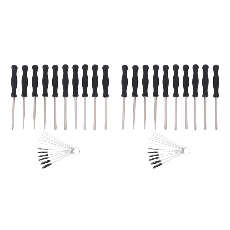 20 Pcs Tune Up Carburetor Adjusting Screwdriver Tool Kit With Carb Cleaning Needles Brushes For Walbro Zama Ryobi