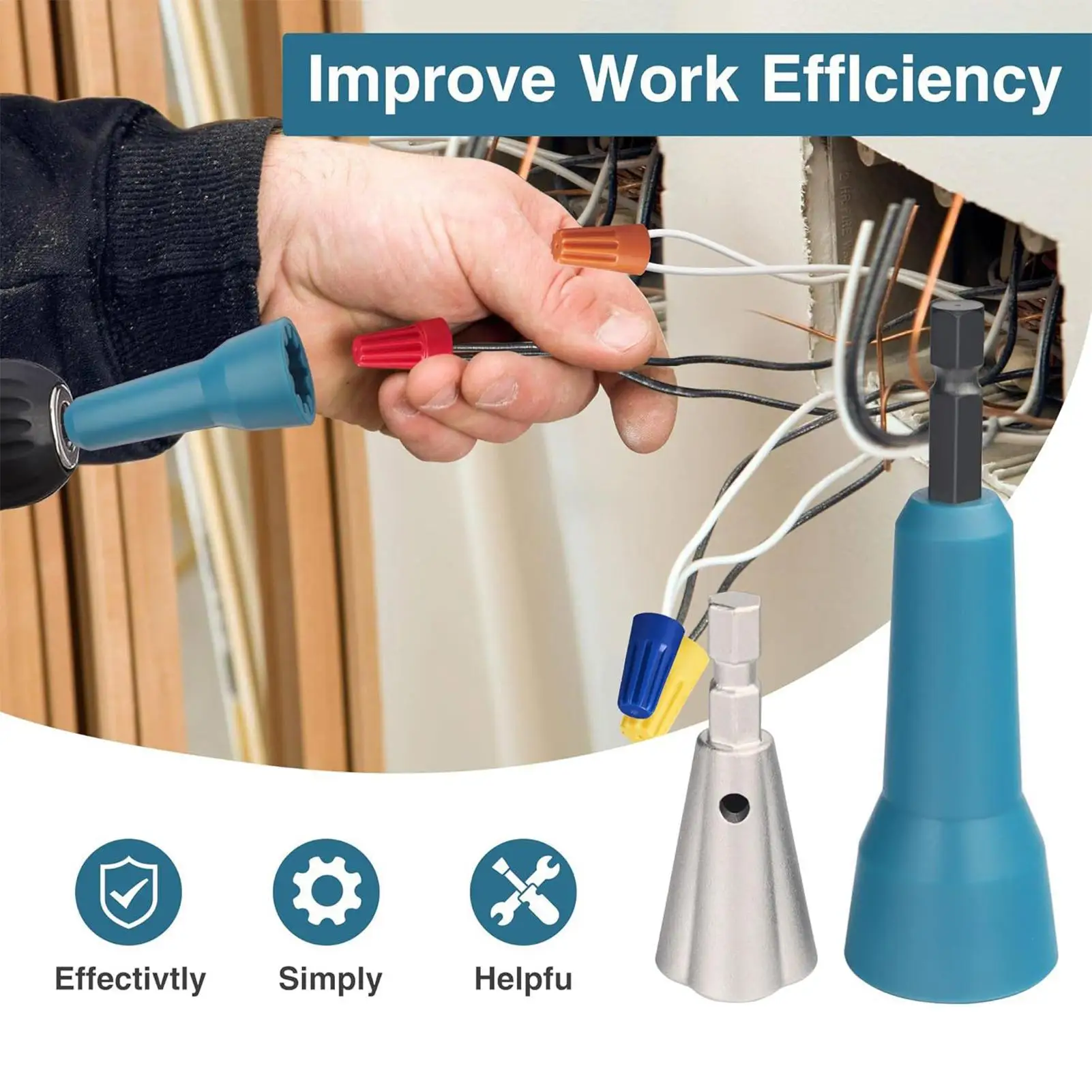 

Wire Nut Twister Twisting Driver Electricians Tools Drill Attachment Professional Cable Stripper For Outdoor Network Home