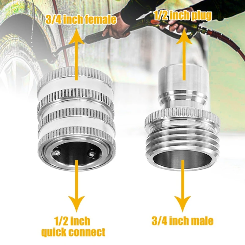 Stainless Steel Quick Connect Set M22 14Mm To 3/8 Inch Quick Disconnect Kit Metal 8Pcs