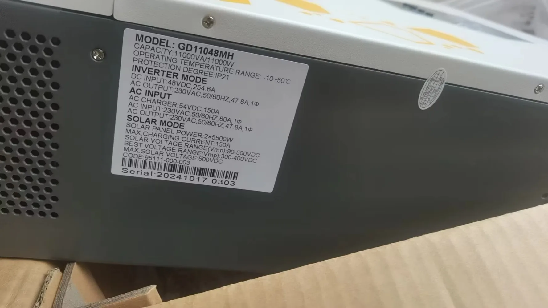 Single-Phase Solar Off-Grid Hybrid Inverters 11kw 3.6kw 5kw 5.5kw 6.2kw 6kw 10kw 3kw 24v/48v Output Hybrid Inverter