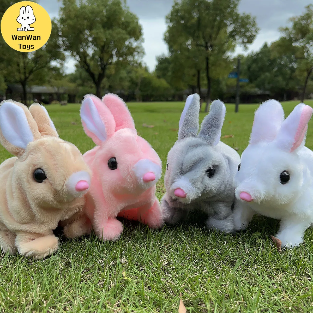 Children's simulation electric toy cartoon small solid color plush electric bunny battery type animal daily doll toy