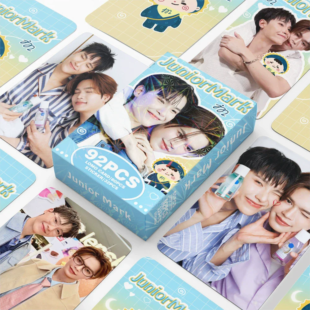 92PCS JuniorMark Lomo Card Pack 60 Thai CP Photocards 32 Cute Stickers Thai BL Merch Mini Collectible Cards For Daily Decoration