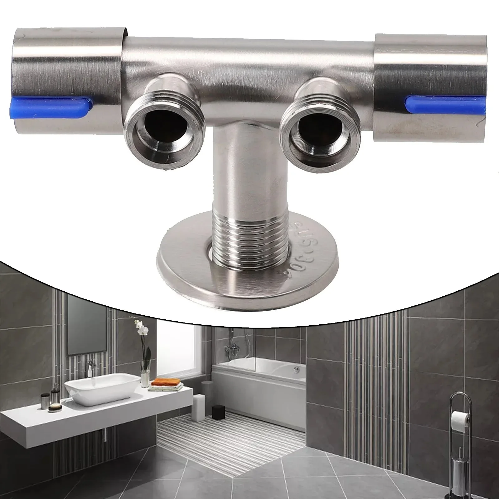 Double Handle Stainless Steel Cold Water Faucet Bathroom Washing Machine Faucet image 6