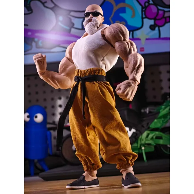 

1/12 Scale Anime Dragon Ball Master Roshi White Vest Yellow/Blue Bloomers Clothes Model for 6" Man Soldier Action Figures Body