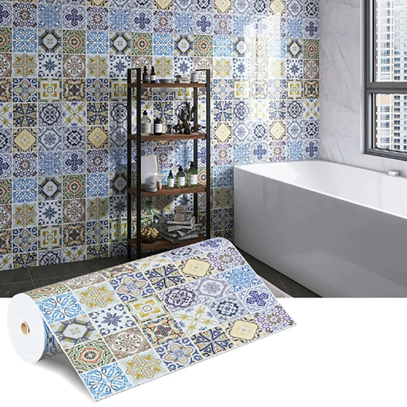 40cm European Waterproof and Oil Resistant Self-Adhesive Wallpaper PVC Kitchen Wall Sticker Bathroom Wallpaper Cabinet Wallpaper
