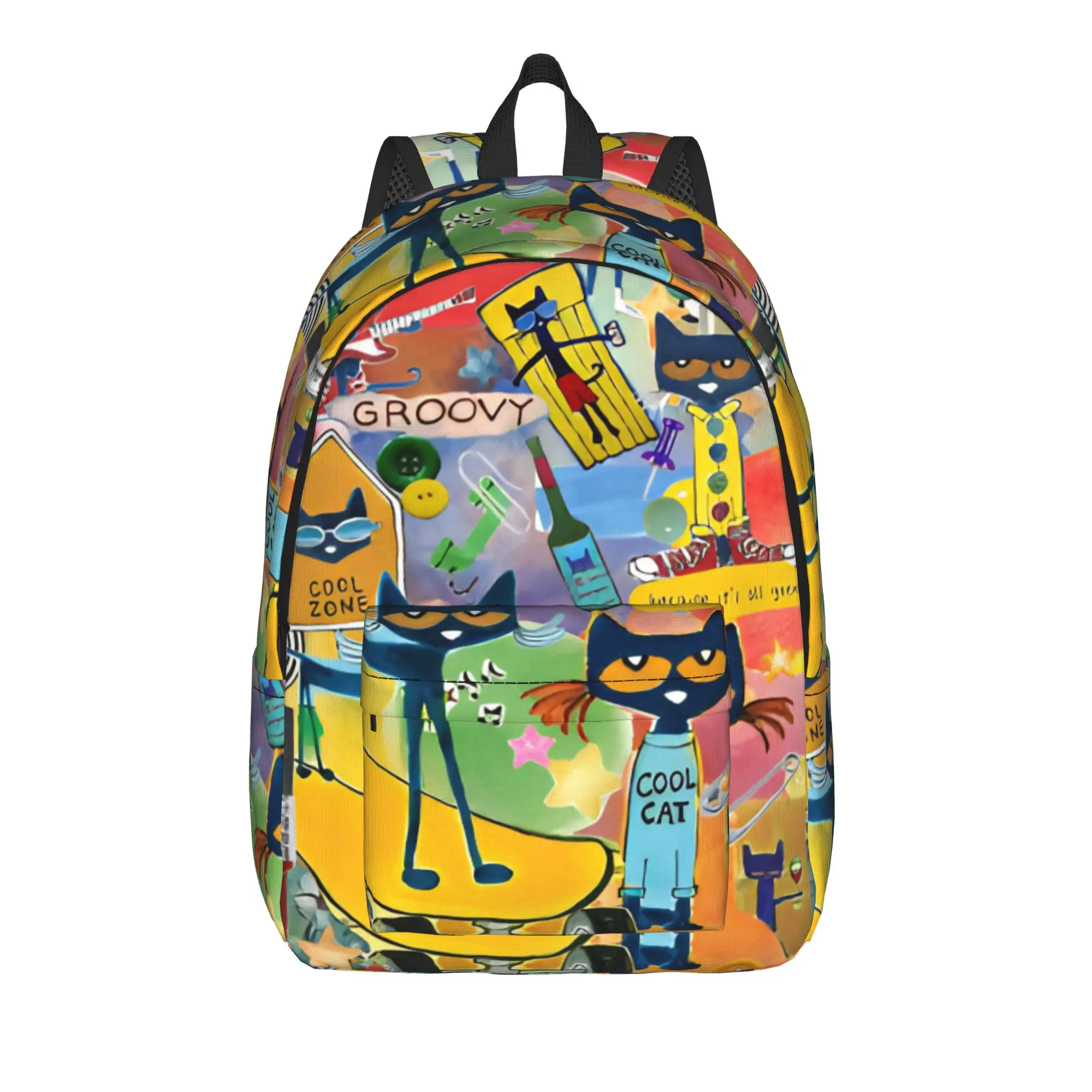 Cool Cartoon Kitten Pete the Cat  Backpack for Men Women Teenage High School Work Daypack  Laptop Canvas Bags Outdoor