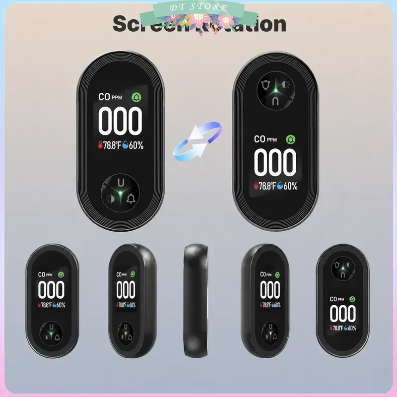 3 in 1 Carbon Monoxide Detector Plug in Display Temperature Humidity Sensor Built in CO Monitor Alarm Sound Warning