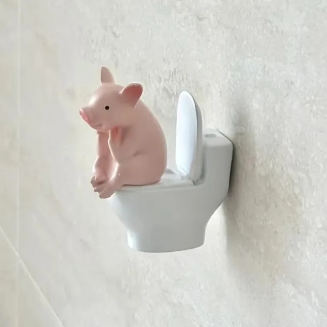 Mini Estatueta de Resina Engraçada de Capivara, Sapo e Porco Sentados no Banheiro, Adorno de Mesa de Animal Fofo, Decoração Criativa para Casa e Banheiro, Presentes