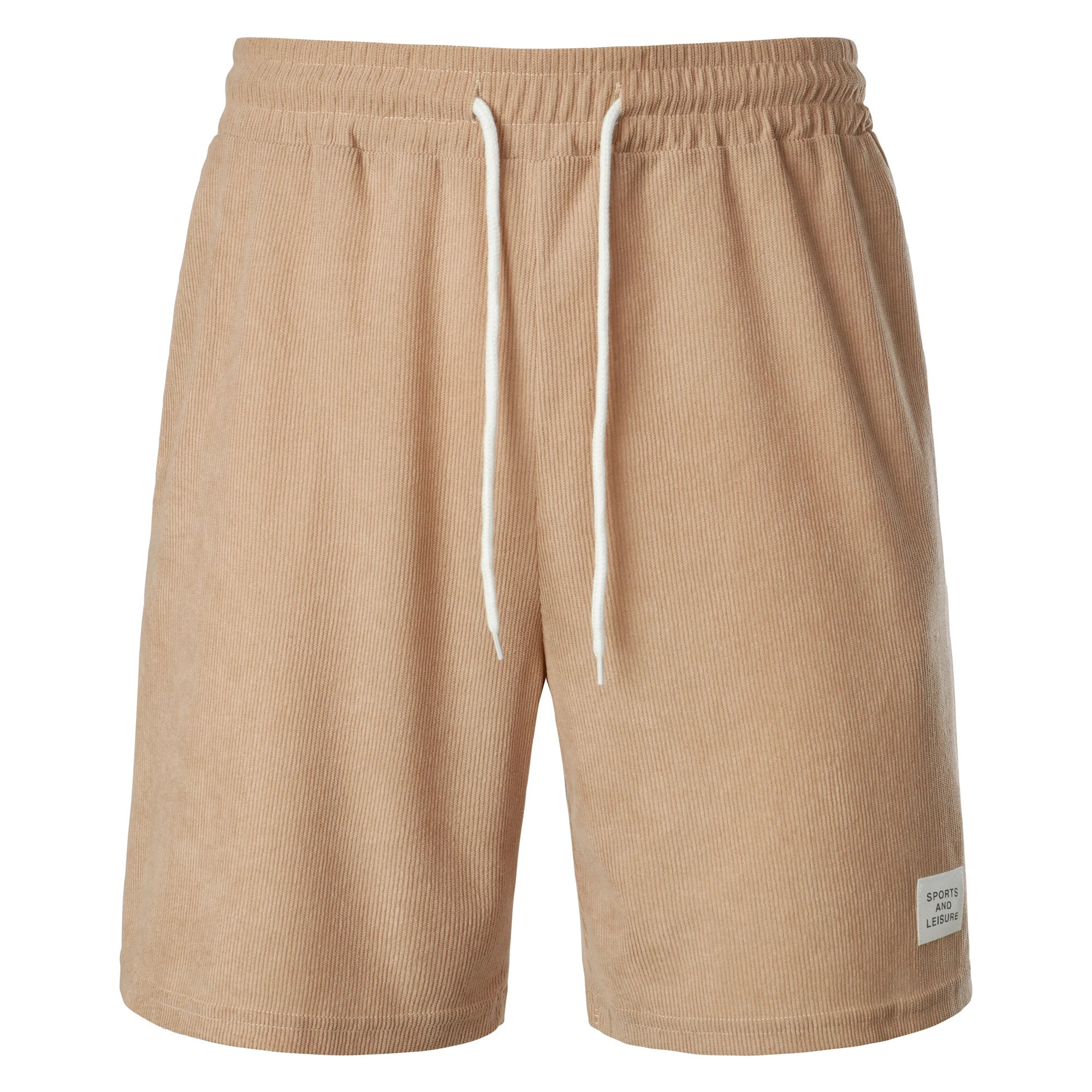 Verão nova cor sólida rendas sweatpants veludo simples trimestre shorts masculinos calças casuais