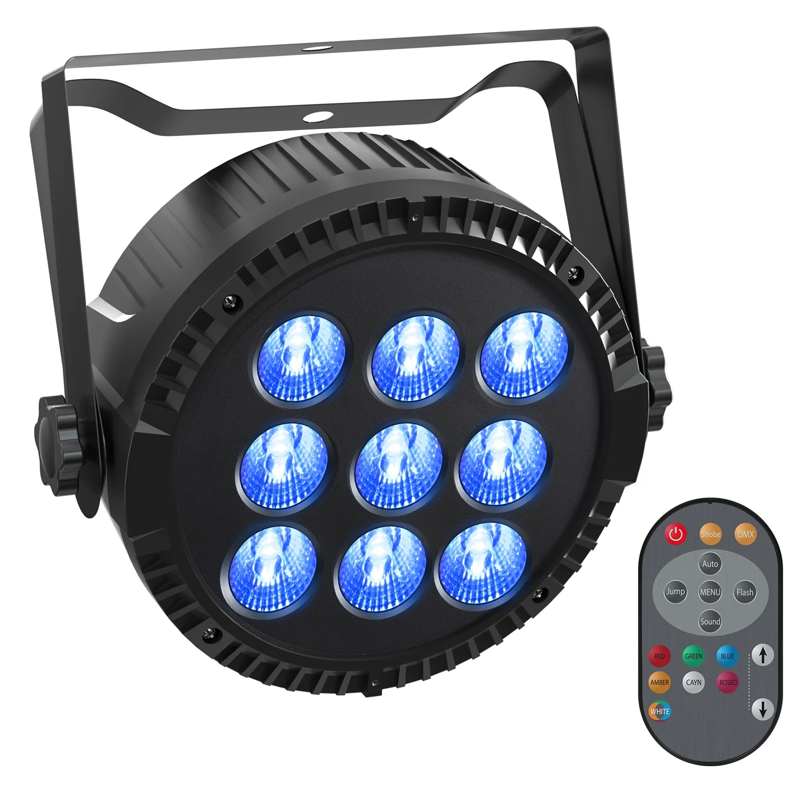 

U'King 54 Вт 4 в 1 RGBW 9LED Par Light Stage Light High Light DMX512 Stage Effect Light с дистанционным управлением для дискотеки KTV Concert