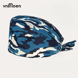cartoon print medical scrubs hats for men pet shop lab Surgical cap women Breathable scrub cap uniform accessories