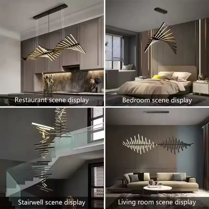 

American simplicity Irregular Acrylic chandelier,APP with RC Dimmable lustre Ceiling for Stairs Kitchen island Decoration