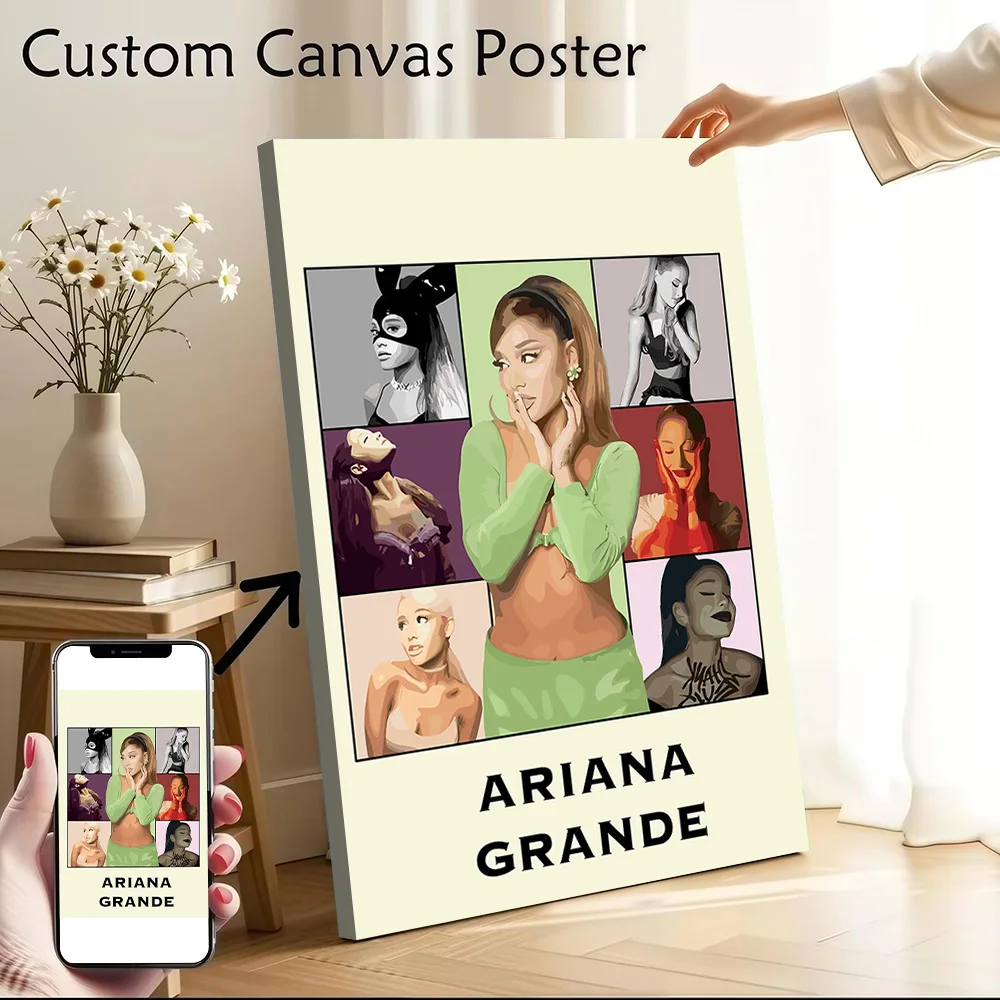 Ariana Grande Canvas Poster Wall Art Customizable High Quality Printed Picture for Decoration Living Room Decorating Interior