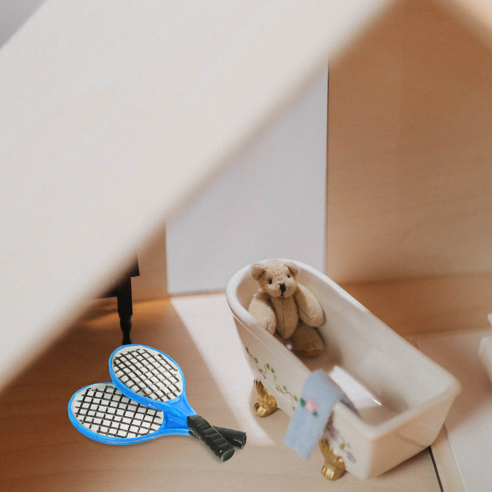 

4Pcs Tennis Racket Accessories Mini Simulation Home Desktop Decoration Playhouse Ornament Gift Tennis Racket Models
