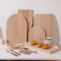 INS Nordic Wooden Water Ripple Cutting Board Home Baking Breadboard Coffee Fruit Afternoon Tea Tray Gourmet Photo Props