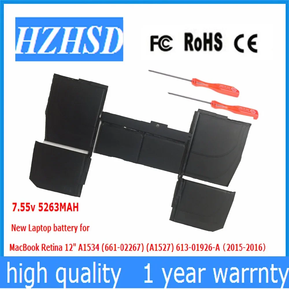 

7.55V 5263MAH New Original Laptop Battery for Apple macbook pro retina 12" A1534 A1527 A1705 2015 2016year