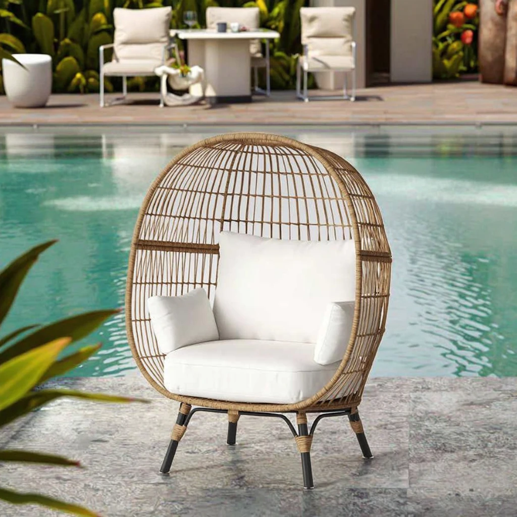 

Waterproof Outdoor Garden Chair Hanging Patio Swing With Rattan Daybed & Sunbed Cushion