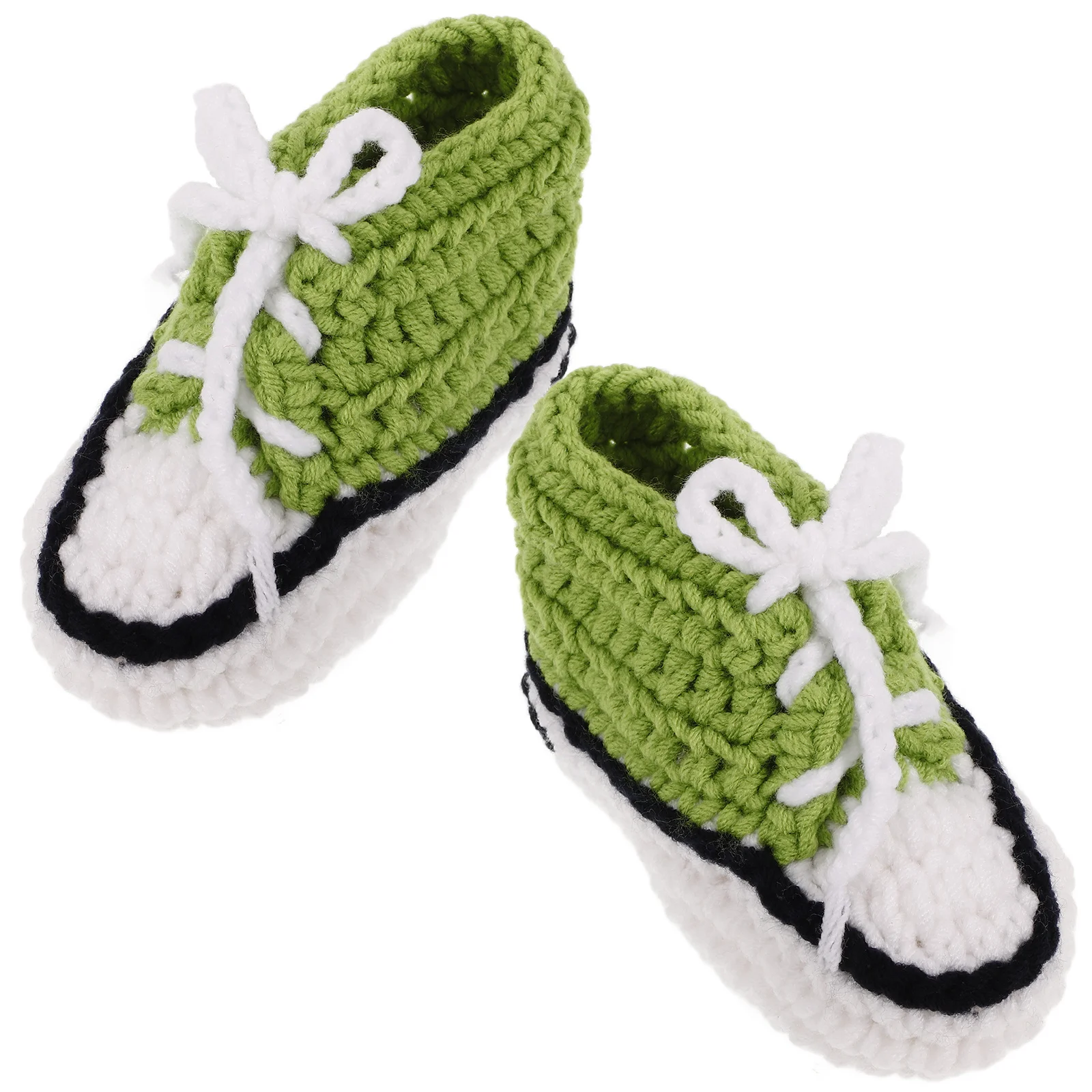Adorável 10cm verde crochê sapatos de bebê meias de malha macia para bebês 0-12m respirável design elástico sapatos de bebê de malha