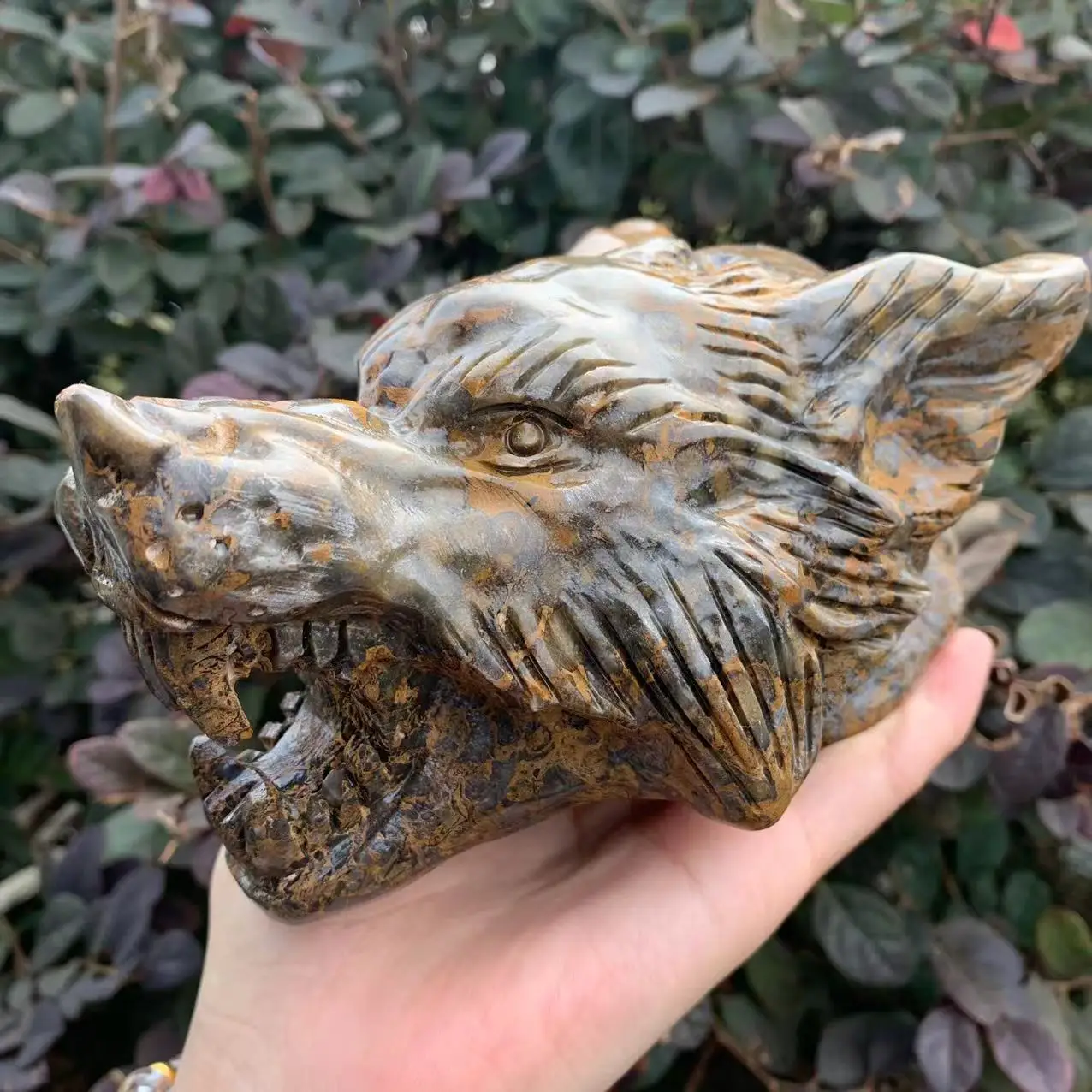 

Natural Leopard Stone Crystal Quartz, Wolf Head, Room Decoration, Energy Gems, Reiki Healing, Gifts