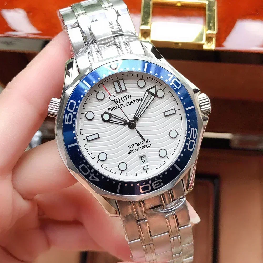 남성용 자동 기계식 시계, 야광 블랙 블루 세라믹 베젤, 사파이어 유리 뒷면 41mm, 럭셔리 신제품