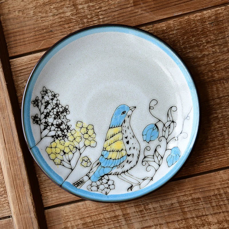 Creative kiln changing glaze ceramic tableware hand-painted western food plate steak plate dessert Dim sum plate