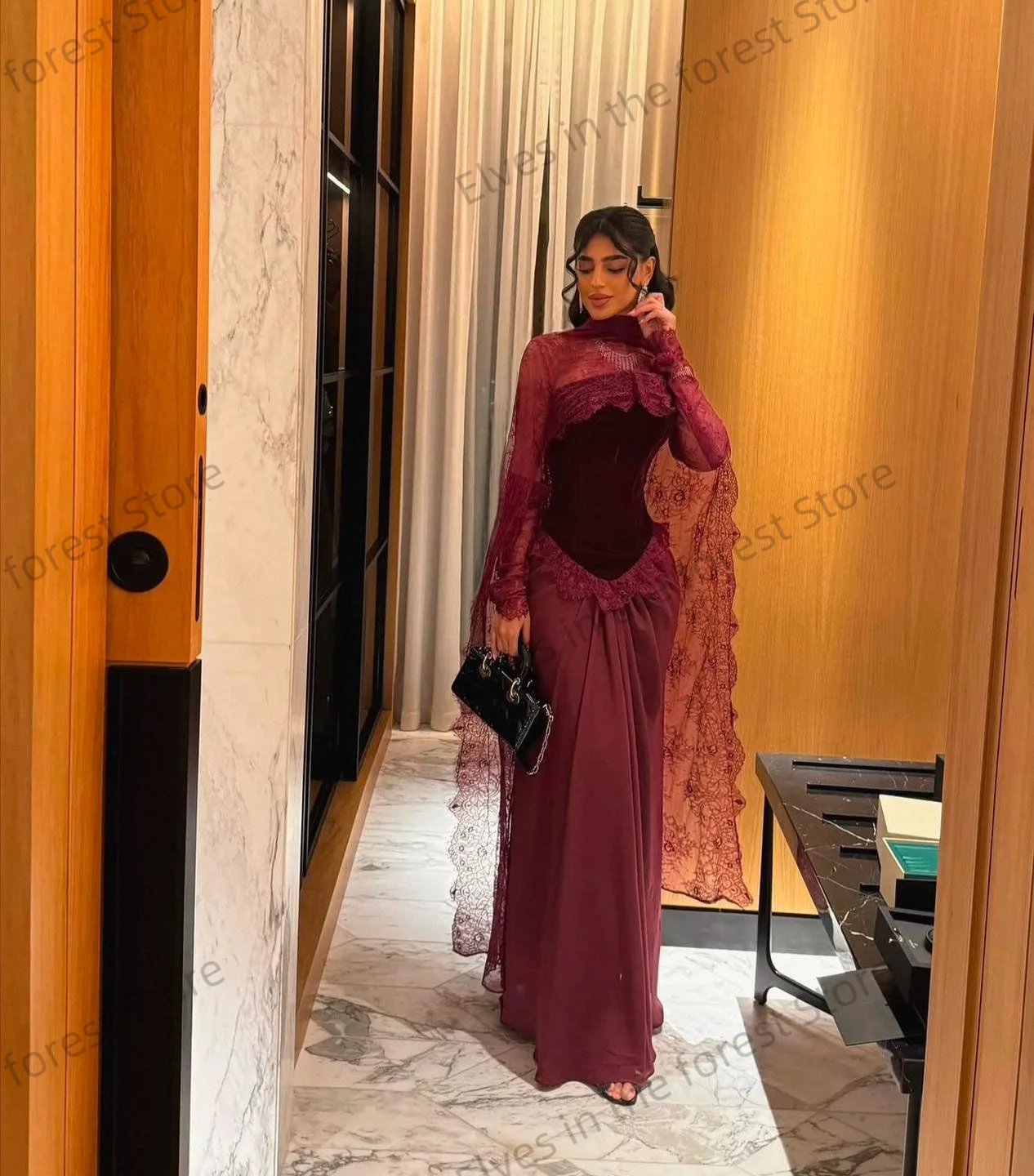 Suknie wieczorowe w stylu vintage, burgundowe, syrenie, z dekoltem w serduszko, szyfonowe, arabskie suknie balowe na urodziny, szyte na miarę, formalne Vestido de Gala