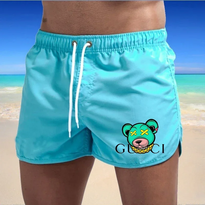 Men\'s Beach Shorts Sports Surf Shorts Gym Running Quick-drying Swimsuit Fashionable Bear Print Breathable Swimming Trunks S-4XL