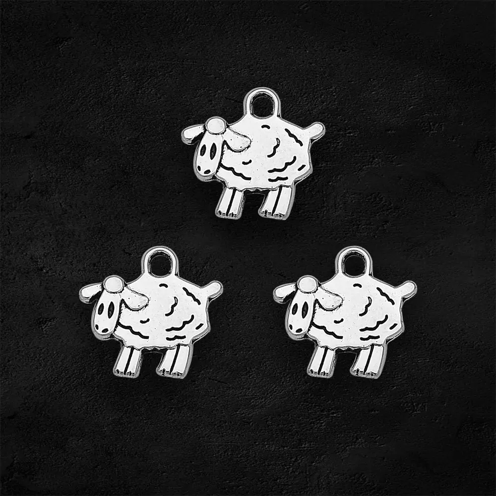 Antique Silver Plated Sheep Goat Animals Charms Jesus Pendants Diy Jewelry Making Supplies Bulk Wholesale Items Small Business