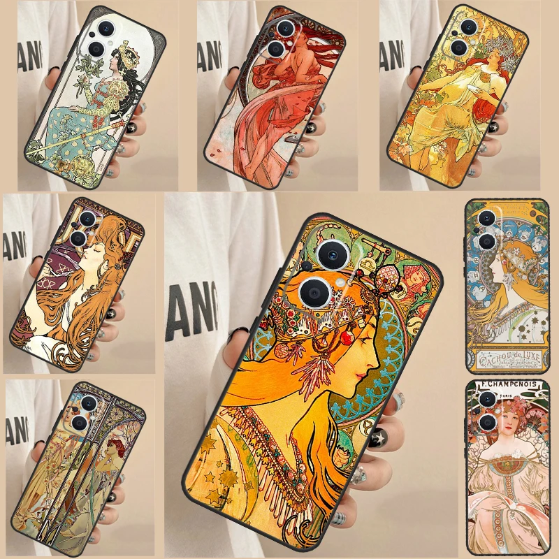 Alphonse Mucha Art For OPPO Reno 4Z 2Z 5Z 8T 4 5 6 7 8 Lite Case For OPPO Find X5 X2 X3 Lite Neo X6 Pro Cover