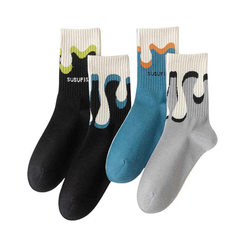 1/4 pair of autumn new retro simple comfortable mid tube socks with antibacterial sweat absorbing odor proof casual socks