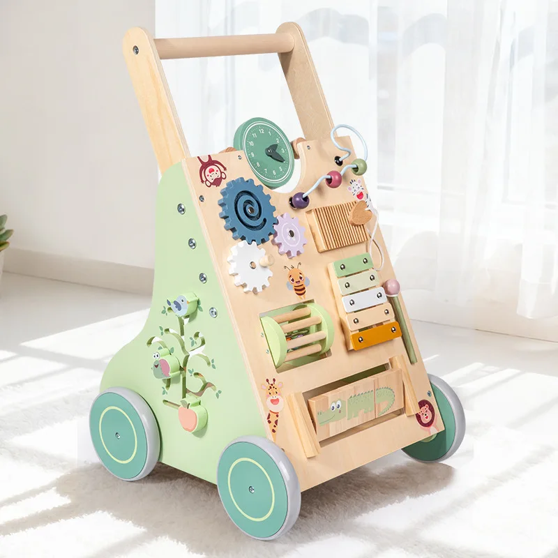 

Baby walker trolley wooden baby multi-functional early education educational toys children's first year gift