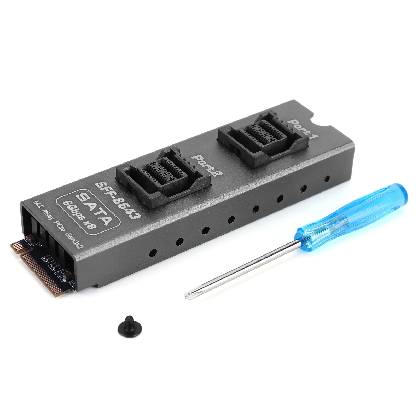 M.2 to 2xSFF-8643 Mini SAS HD SATA 6Gbps 8-Port Hard Drive Expansion Card Aluminum PCB for Desktop Server Storage NAS