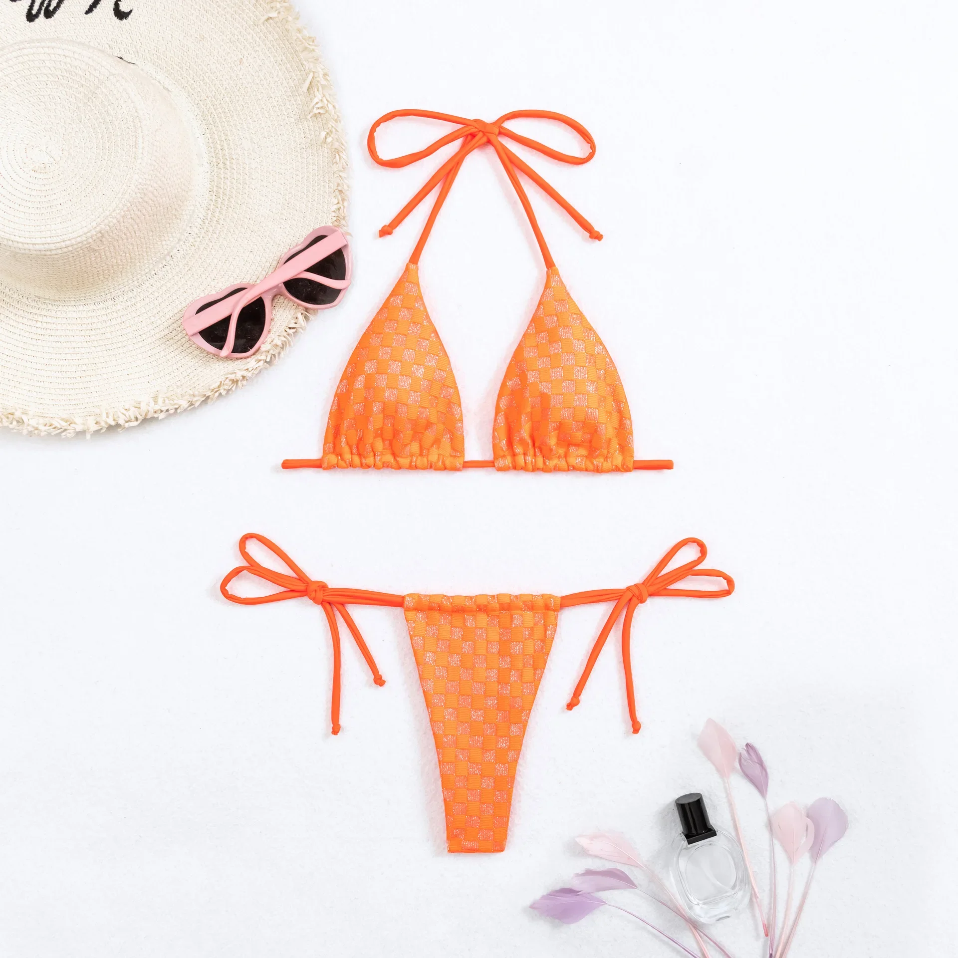 Sexy Glitter Halter String Triangle Micro Mini Bikinis conjuntos de dos piezas traje de baño ropa de playa mujeres Tanga trajes de baño Biquini