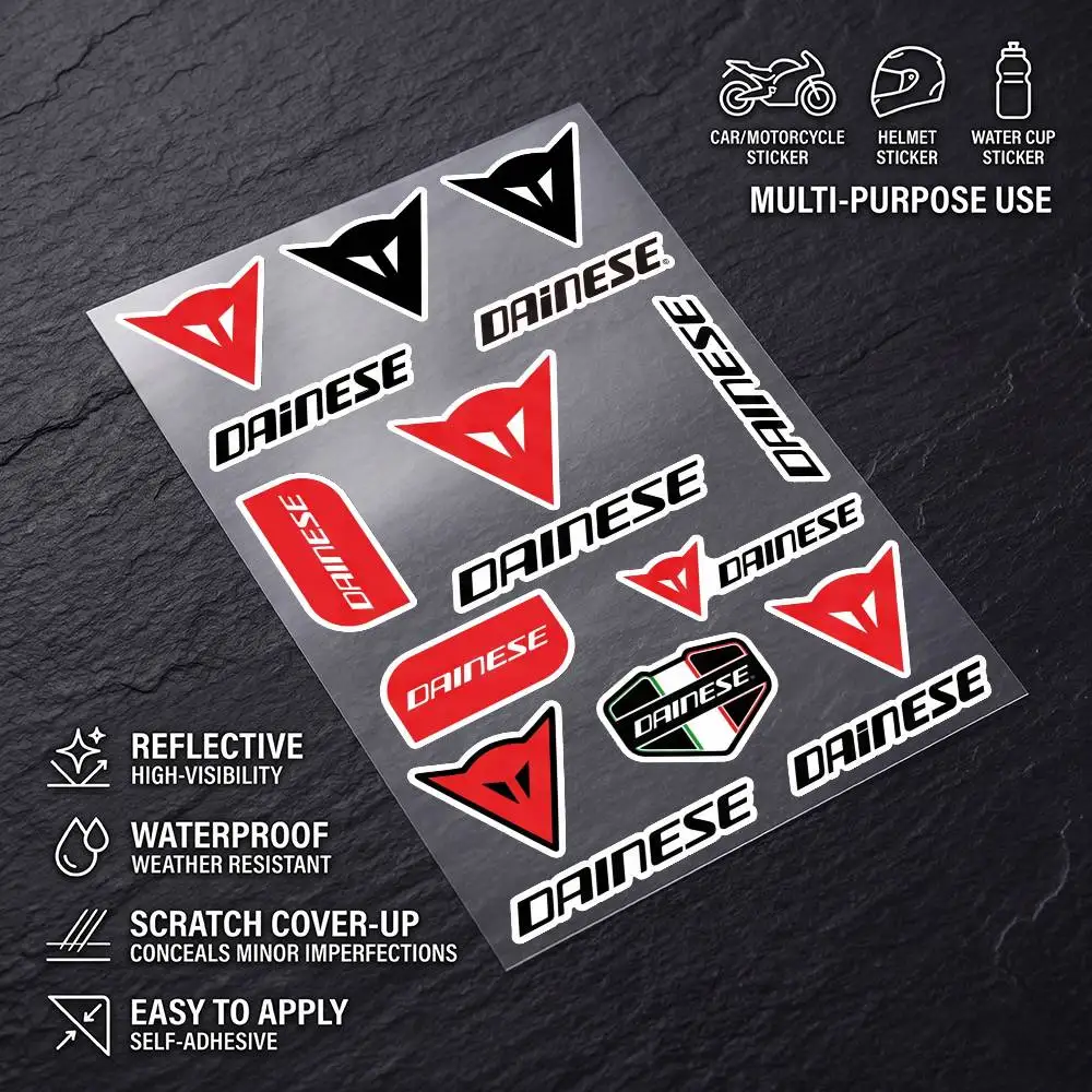 D-DAINESE-E Safety Reflective Waterproof Auto Decal Scratch Cover Stickers Universal For Bike Helmet Mug Refrigerator