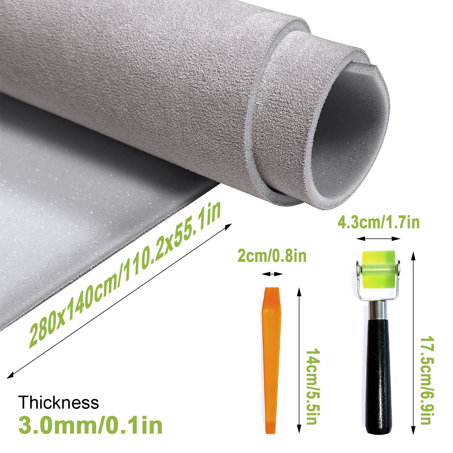 3mm Thick Suede Headliner Cloth 280x140cm with High Weight Foam Back Non-Adhesive Fabric for RV Car Sunroof Ceiling DIY Renovati