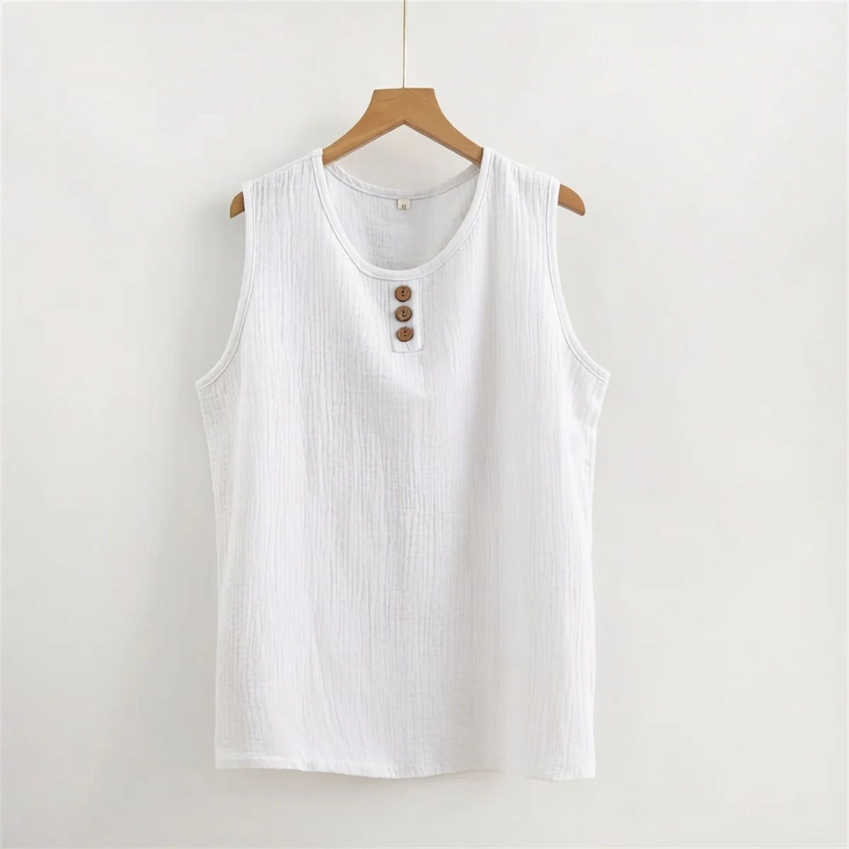 Sleeveless Top Summer Women's Vest Double-layer Cotton Tank Tops Solid Color Basic Loose Sleepwear Casual Round Neck Blouses