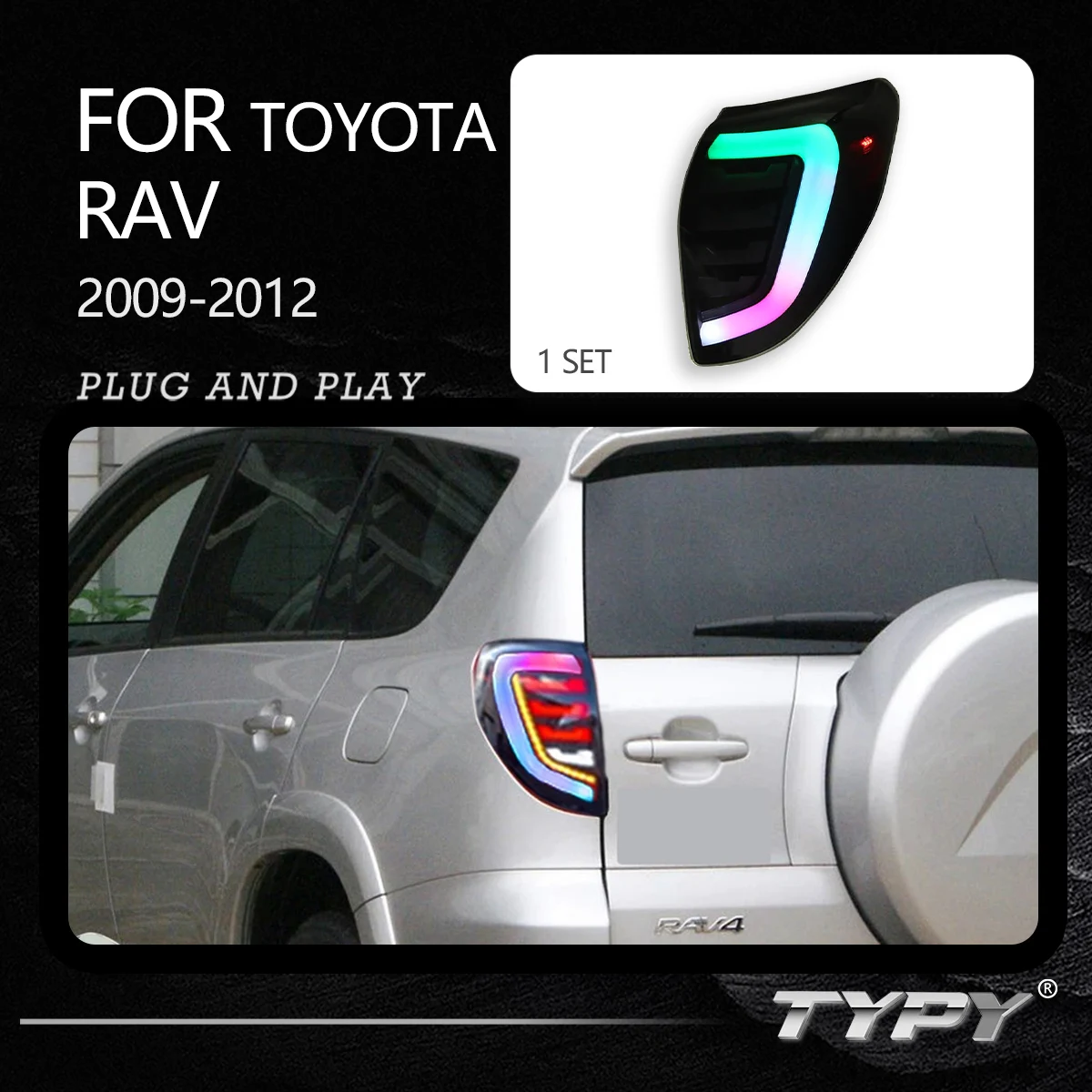 

TYPY New LED Tail Lamp Upgrade Modified For Toyota Rav4 2009-2012 Taillight Dynamic Signal Tail Lamp Auto Accessories