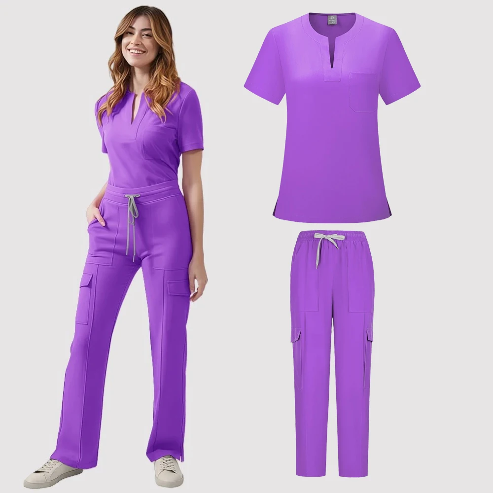 Women Medical Hospital Doctor Scrubs Cartoon Printed Nurses Uniform Scrub Sets Uniforms Straight Pants Scrubs Nurses Accessories