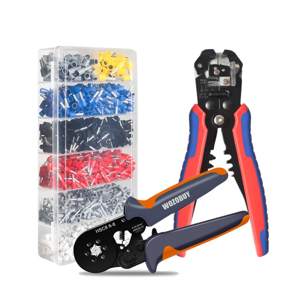 

WOZOBUY Crimp Tool and Wire Stripper Kit - HSC8 6-6/6- 4A Crimp Pliers ,Self-Adjusting 8 Inch Cutter Crimper,For Tube Terminal