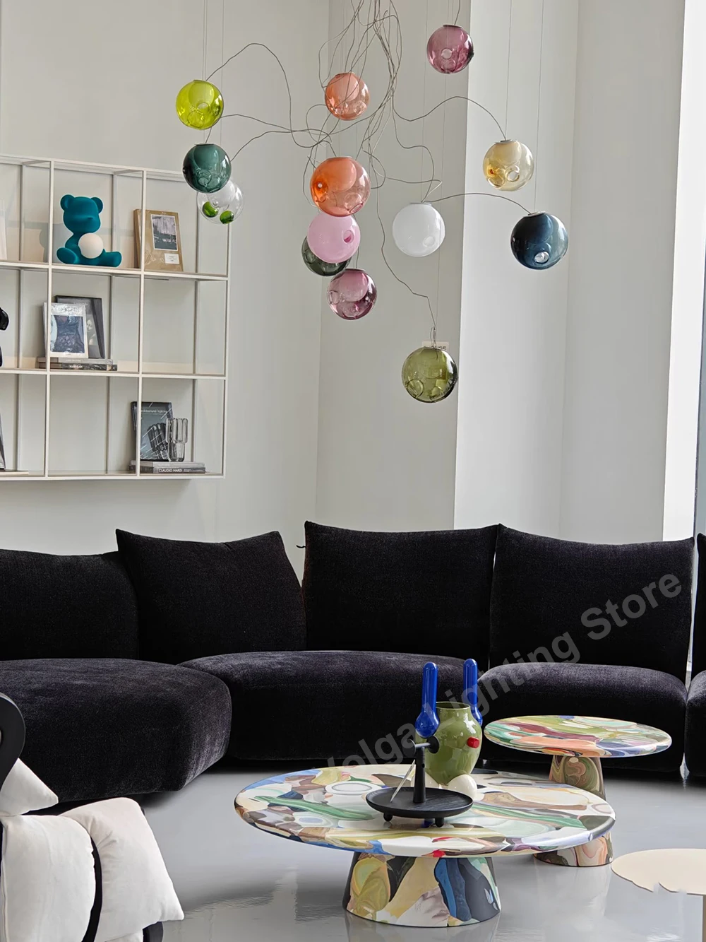 Get This Color Options Available Colorful Glass Ball Chandeliers Led, High-end Spheres Chandeliers for Stairwell Foyer Villa