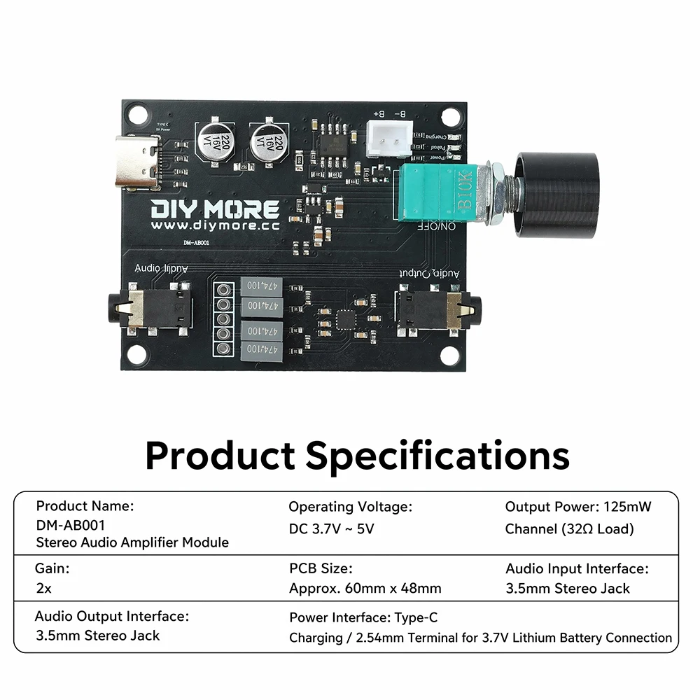 Kopfhörerverstärkerplatine MAX97220 mit 3,5-mm-Kopfhörerschutz ALPS-Potentiometer – Detail 8